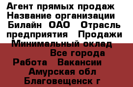 Агент прямых продаж › Название организации ­ Билайн, ОАО › Отрасль предприятия ­ Продажи › Минимальный оклад ­ 15 000 - Все города Работа » Вакансии   . Амурская обл.,Благовещенск г.